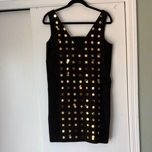 Kate Spade Black Mini Dress with Gold Polka Dots – Women’s Size 6